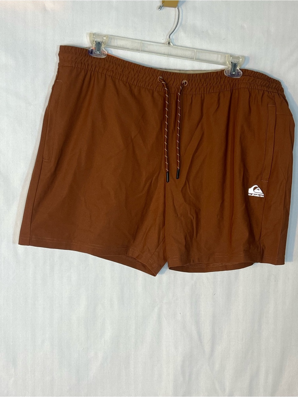 Quicksilver Men’s Shorts Dry Flight Brown White Mountain Logo Drawstring XXL 👍
